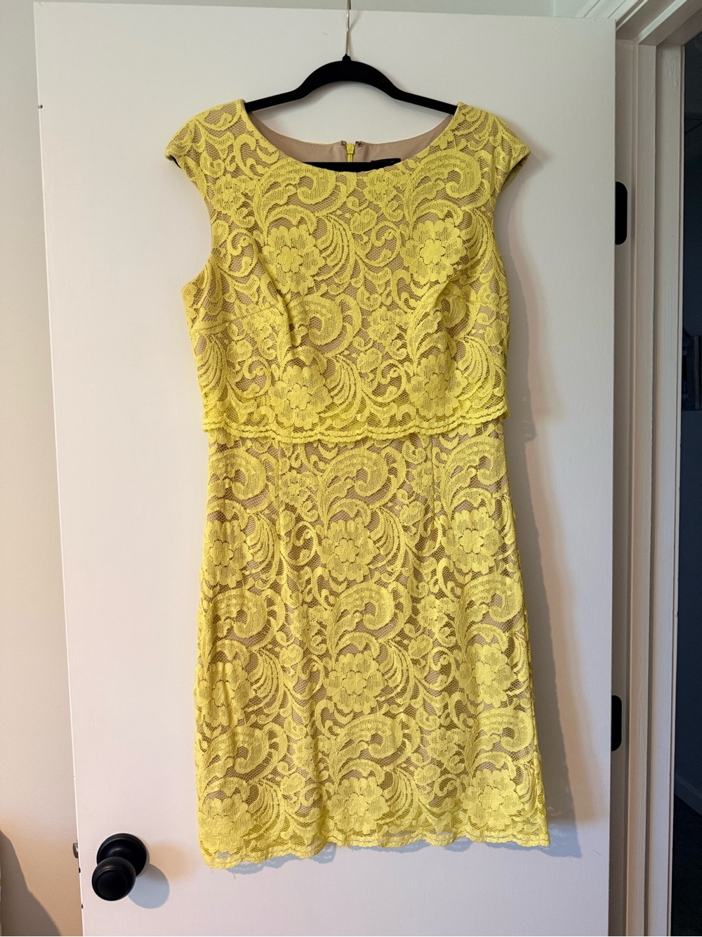 Jax Lemon Lace Cap-Sleeve Sheath Dress